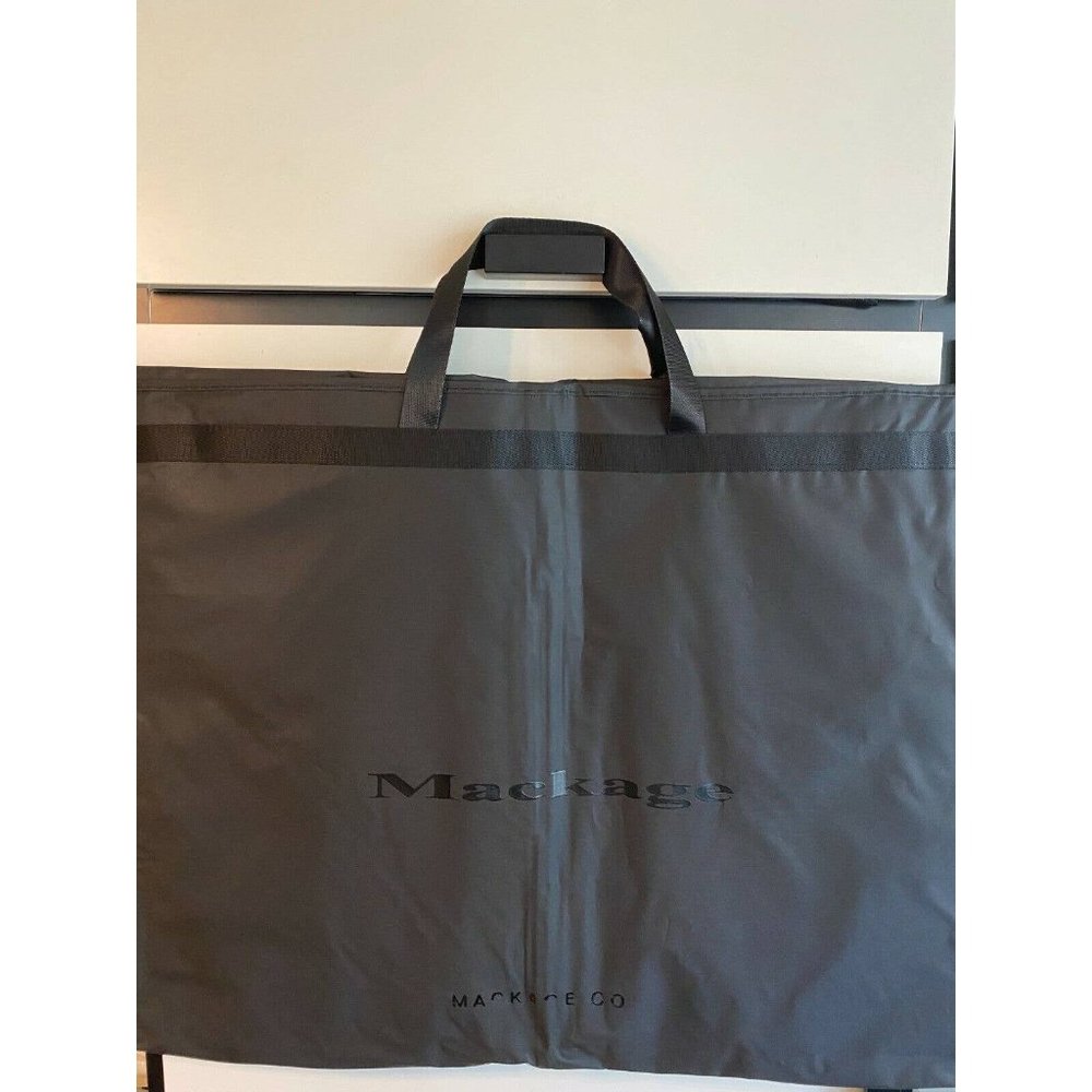 Mackage Brand New Black Garment Bag and Hanger (Black Logo)